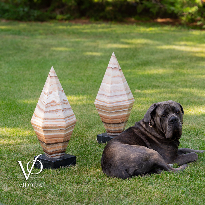 Sahara Onyx Bi-Pyramid Sculptural Lamp Pair – Natural Stone Lighting, photo 8 of 31