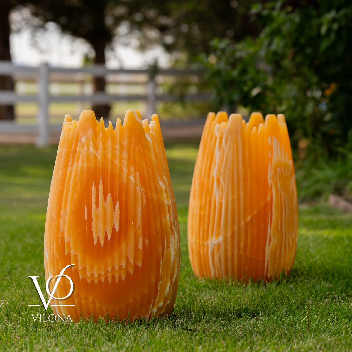 Miami Sunset Onyx Crown Lamps - Sculptural Natural Stone Pair, photo 31 of 31