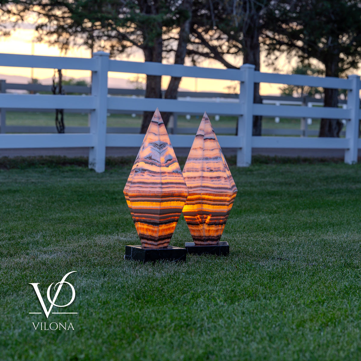 Sahara Onyx Bi-Pyramid Sculptural Lamp Pair – Natural Stone Lighting, photo 17 of 31