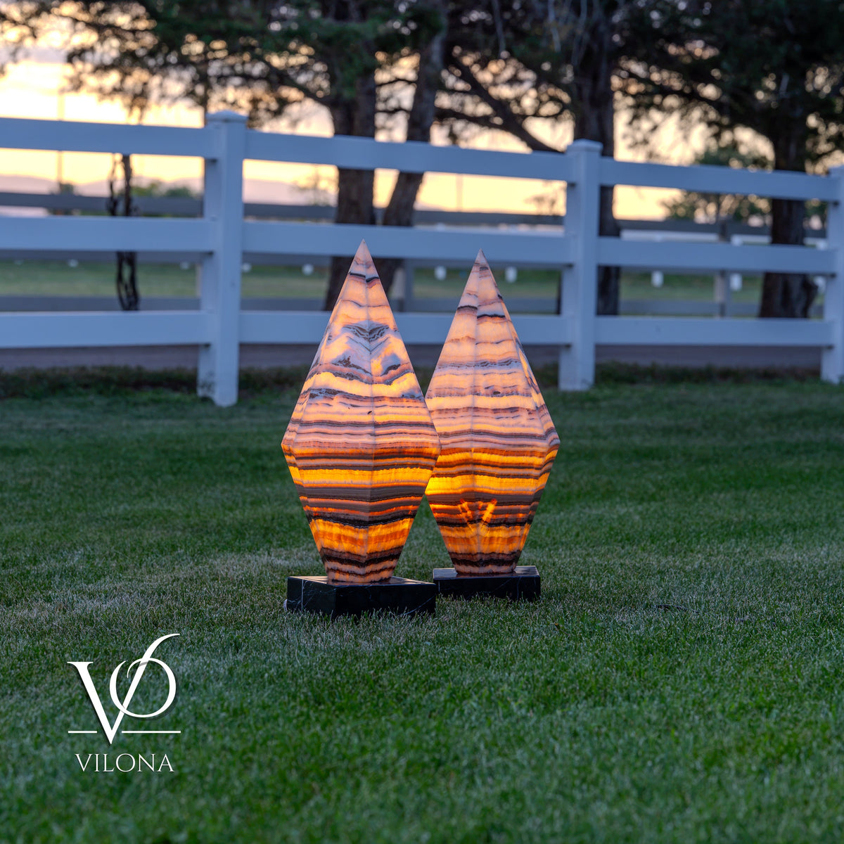 Sahara Onyx Bi-Pyramid Sculptural Lamp Pair – Natural Stone Lighting, photo 19 of 31