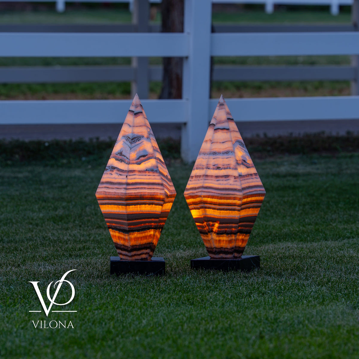 Sahara Onyx Bi-Pyramid Sculptural Lamp Pair – Natural Stone Lighting, photo 21 of 31
