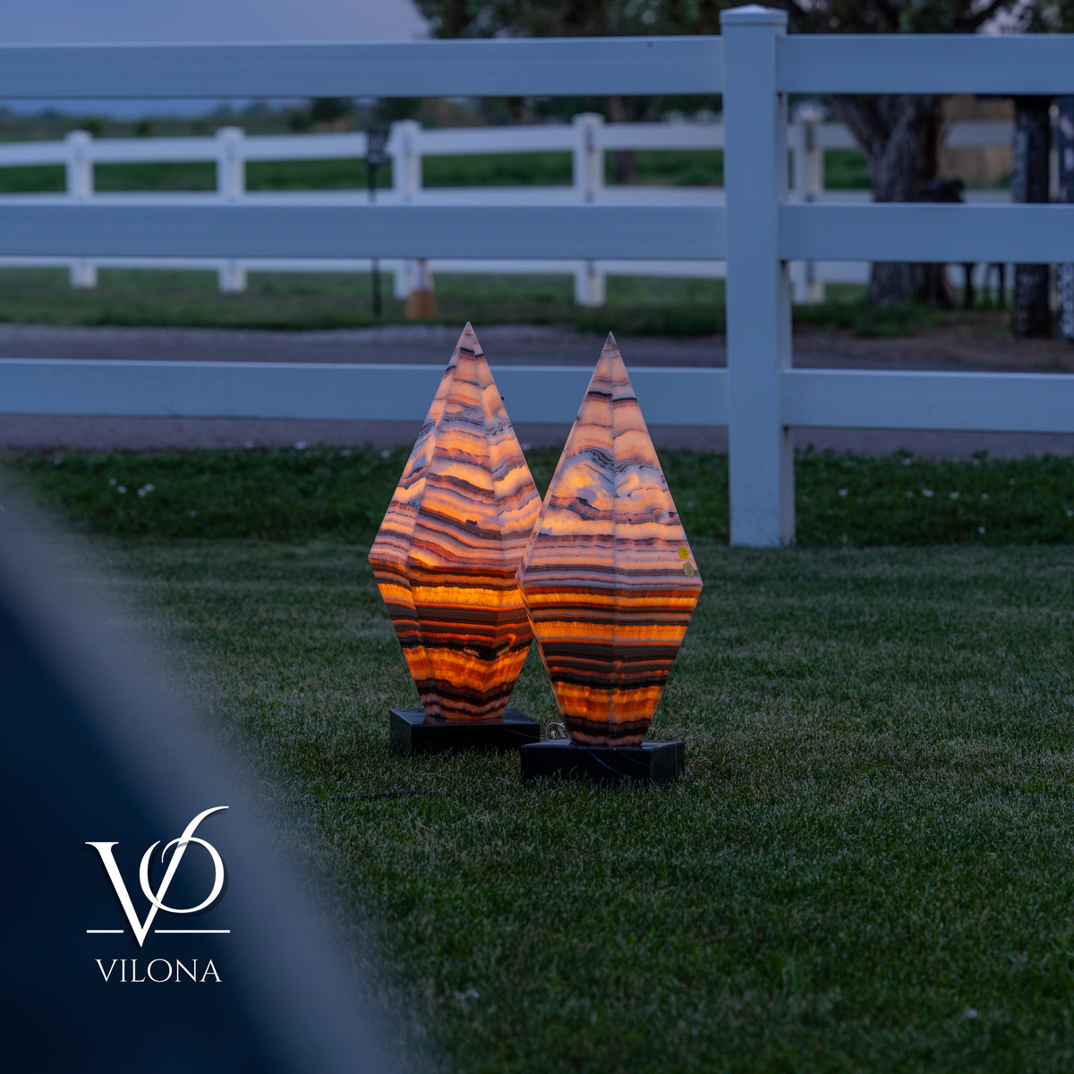 Sahara Onyx Bi-Pyramid Sculptural Lamp Pair – Natural Stone Lighting, photo 23 of 31