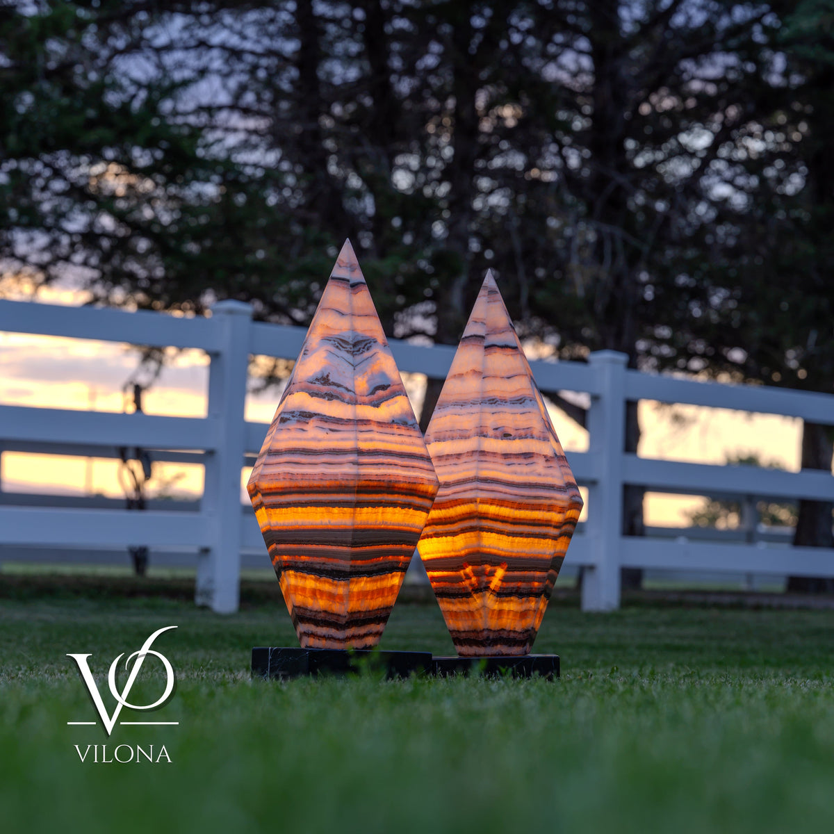 Sahara Onyx Bi-Pyramid Sculptural Lamp Pair – Natural Stone Lighting, photo 25 of 31