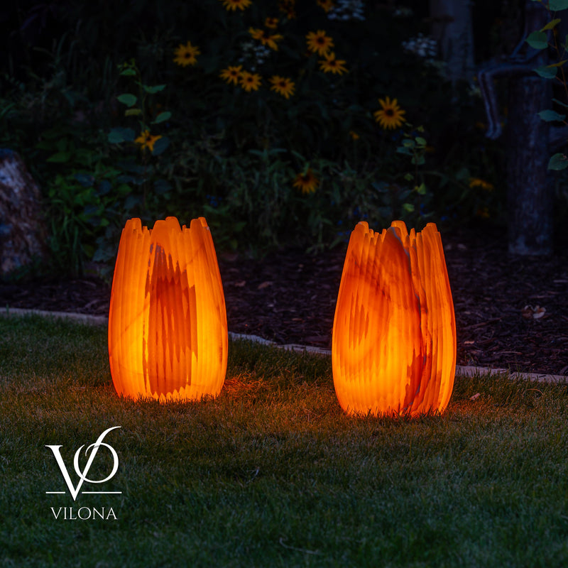 Miami Sunset Onyx Crown Lamps - Sculptural Natural Stone Pair, photo 16 of 31