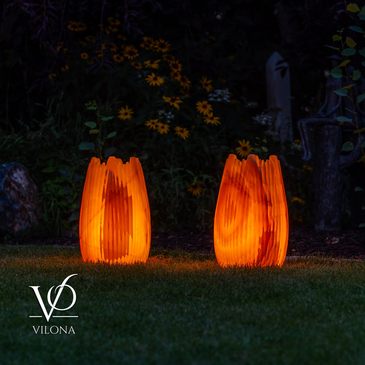 Miami Sunset Onyx Crown Lamps - Sculptural Natural Stone Pair, photo 8 of 31
