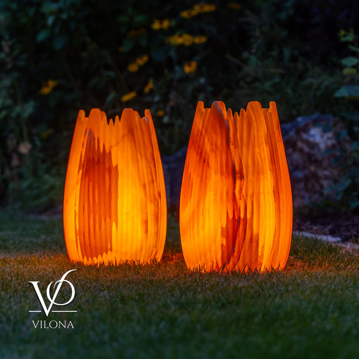 Miami Sunset Onyx Crown Lamps - Sculptural Natural Stone Pair, photo 14 of 31