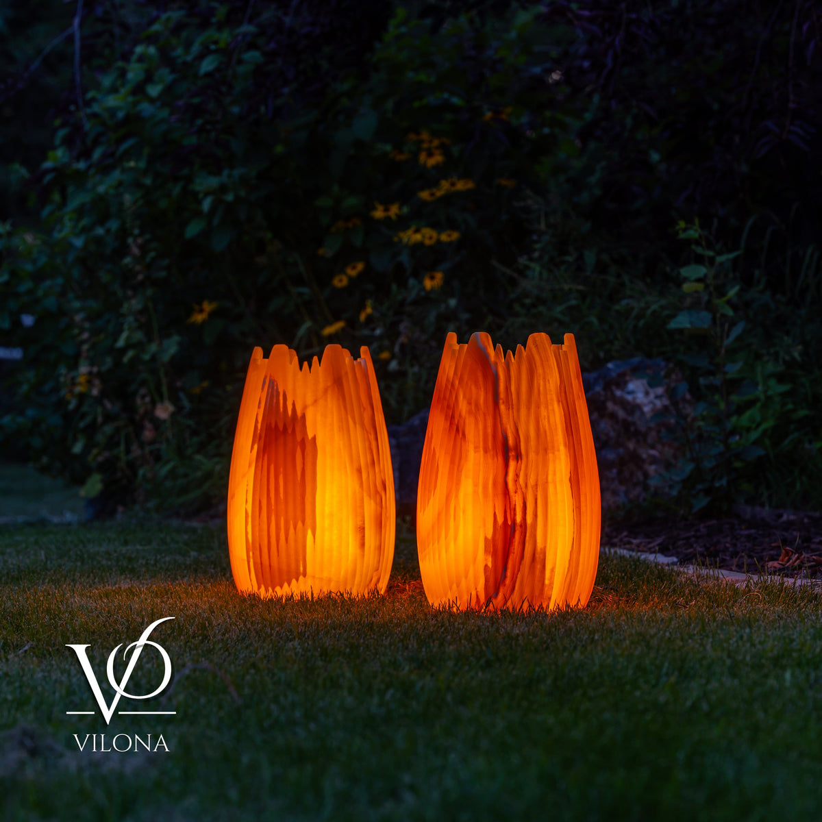 Miami Sunset Onyx Crown Lamps - Sculptural Natural Stone Pair, photo 15 of 31
