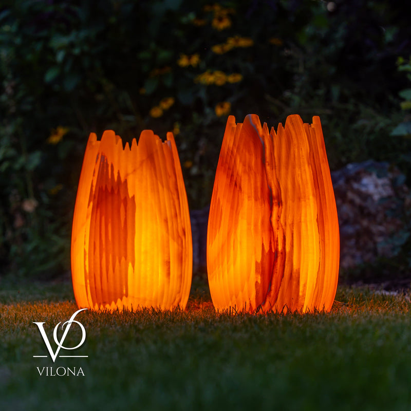 Miami Sunset Onyx Crown Lamps - Sculptural Natural Stone Pair, photo 12 of 31