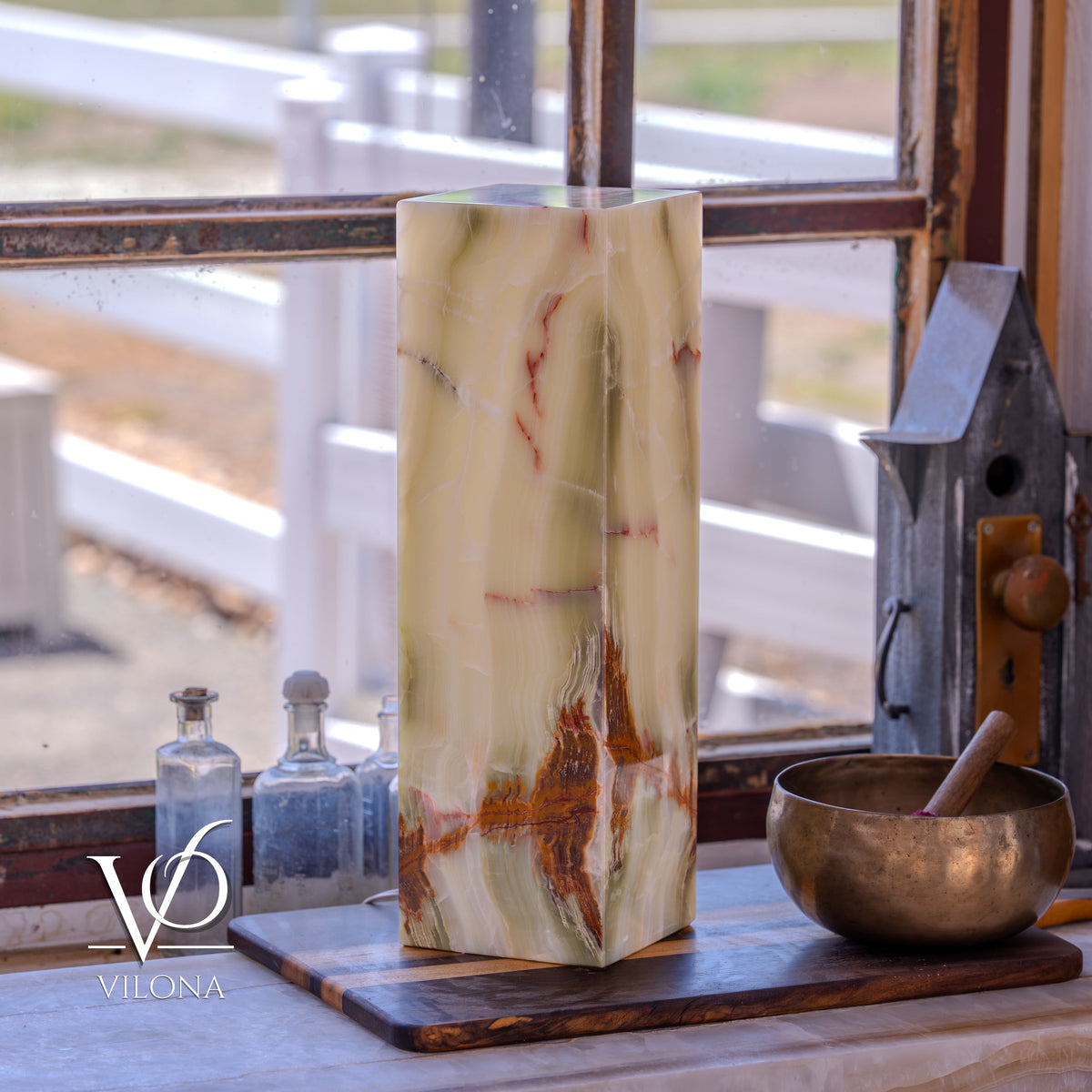 Bamboo Onyx Table Lamp – Dark Edition #1 – 19.75" Tall × 6" Wide, photo 2 of 19