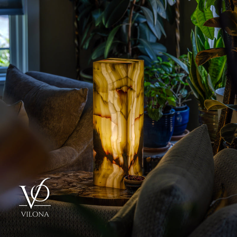 Bamboo Onyx Table Lamp – Dark Edition #1 – 19.75" Tall × 6" Wide, photo 3 of 19