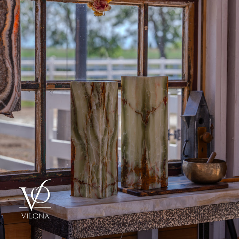 Bamboo Onyx Table Lamp Pair – Dark Edition #2 – 19.75" Tall × 6" Wide Each, photo 14 of 19