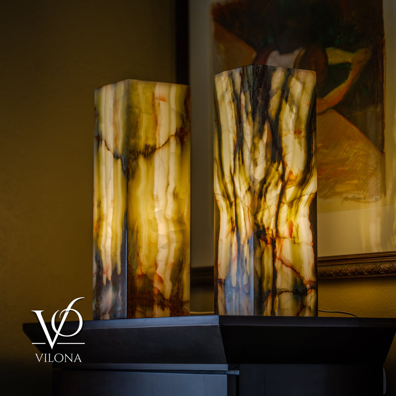 Bamboo Onyx Table Lamp Pair – Dark Edition #2 – 19.75" Tall × 6" Wide Each, photo 4 of 19