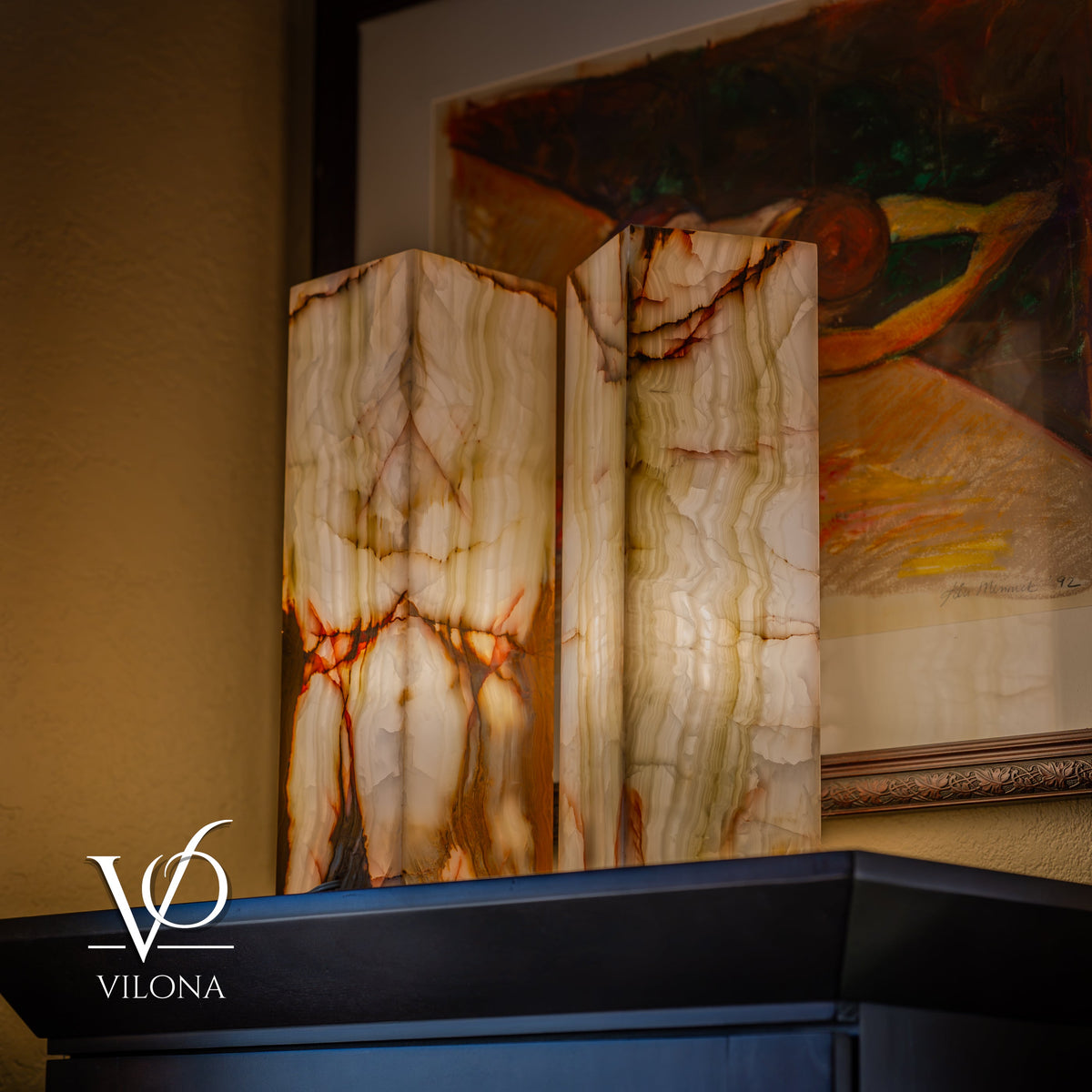 Bamboo Onyx Table Lamp Pair – Light Edition #3 – 19.75" Tall × 6" Wide Each, photo 10 of 14