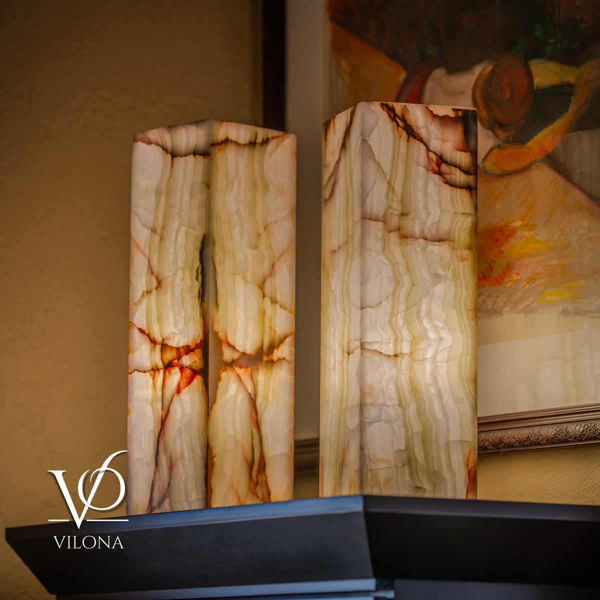 Bamboo Onyx Table Lamp Pair – Light Edition #3 – 19.75" Tall × 6" Wide Each, photo 7 of 14