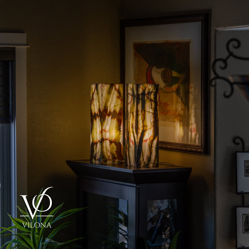 Bamboo Onyx Table Lamp Pair – Dark Edition #3 – 19.75" Tall × 6" Wide Each, photo 17 of 18