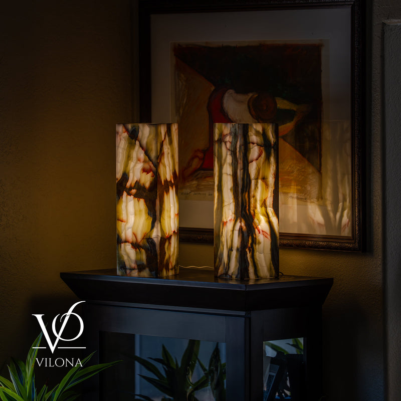 Bamboo Onyx Table Lamp Pair – Dark Edition #3 – 19.75" Tall × 6" Wide Each, photo 4 of 18