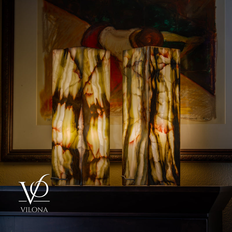 Bamboo Onyx Table Lamp Pair – Dark Edition #3 – 19.75" Tall × 6" Wide Each, photo 13 of 18