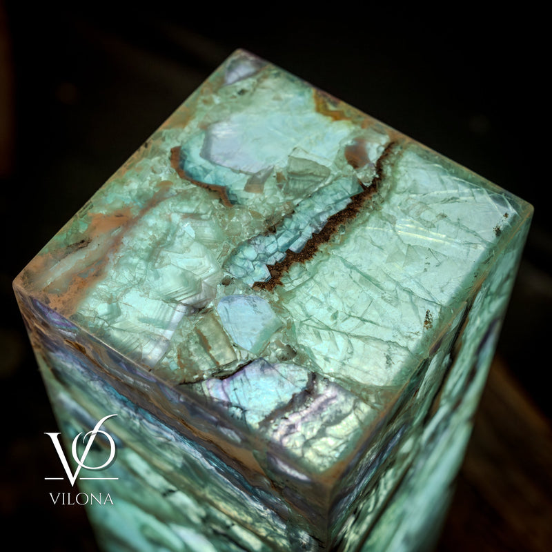 Fluorite Crystal Table Lamp - 24" Tall, 8x8" - Square Closed Top (Medium #6), photo 9 of 13