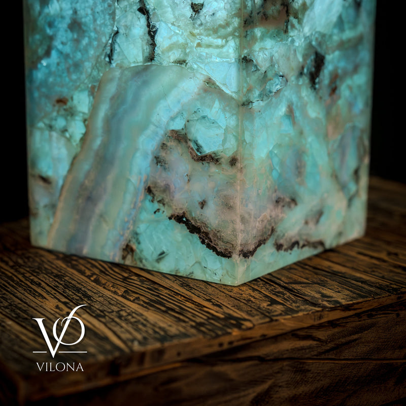 Fluorite Crystal Table Lamp - 24" Tall, 8x8" - Square Closed Top (Medium #6), photo 10 of 13