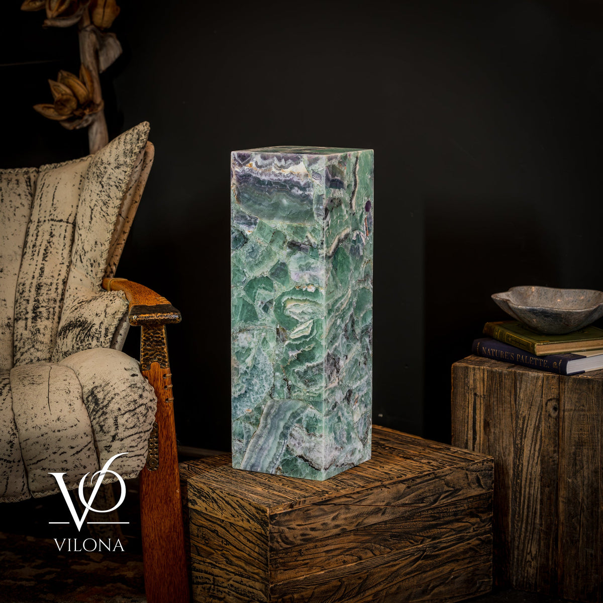 Fluorite Crystal Table Lamp - 24" Tall, 8x8" - Square Closed Top (Medium #6), photo 12 of 13