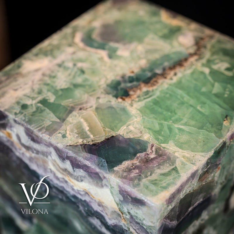 Fluorite Crystal Table Lamp - 24" Tall, 8x8" - Square Closed Top (Medium #6), photo 13 of 13