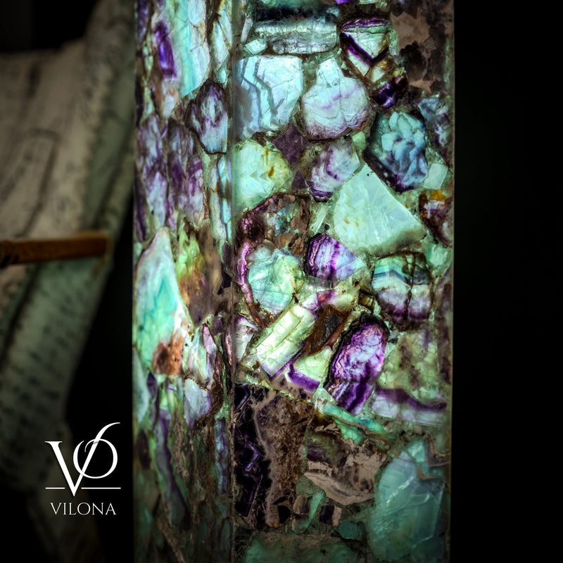 Fluorite Crystal Table Lamp - 24" Tall, 8x8" - Square Closed Top (Medium #7), photo 2 of 7