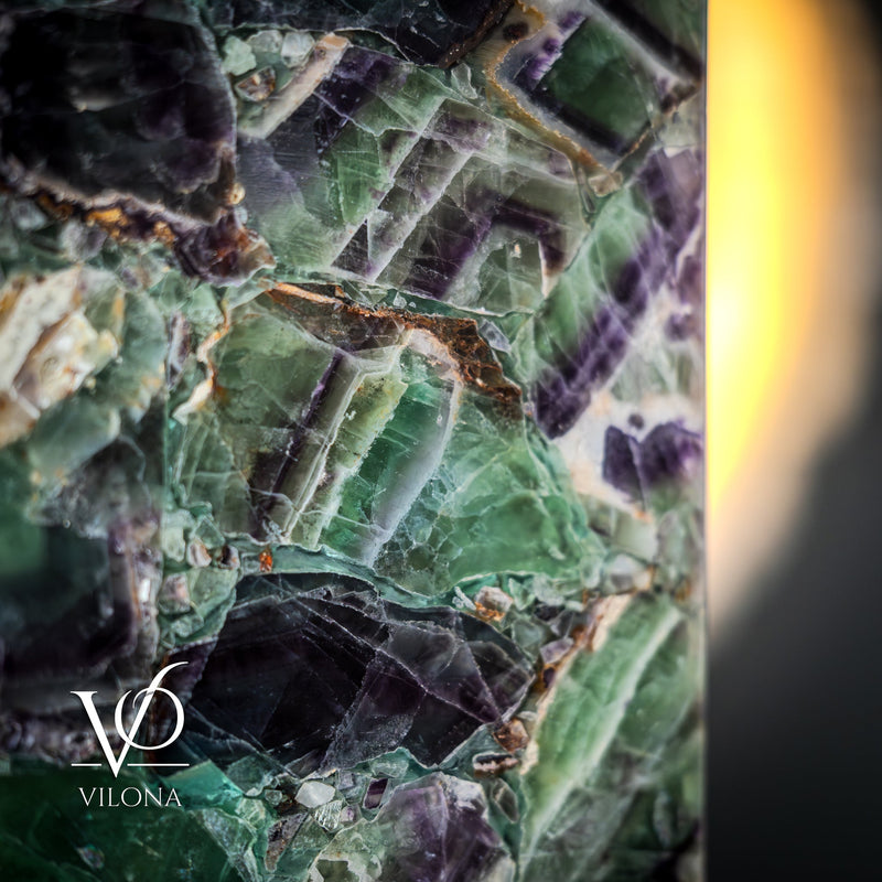 Fluorite Table Lamp - 16" Tall, 5.75"x5.75" Live Edge Square - (Small #17), photo 10 of 11