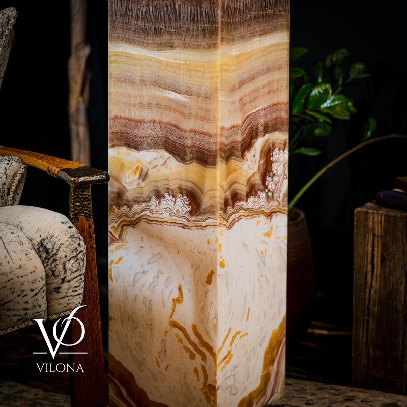 Exotic Dragon Eye Golden Cloud (Onyx Floor Lamp) - Medium - 51.25"H x 12"W - Square - #1, photo 11 of 13