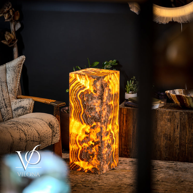 Honeycomb Onyx Floor Lamp -Exotic - Small - 32” H x 12"W - Square - #2, photo 8 of 16
