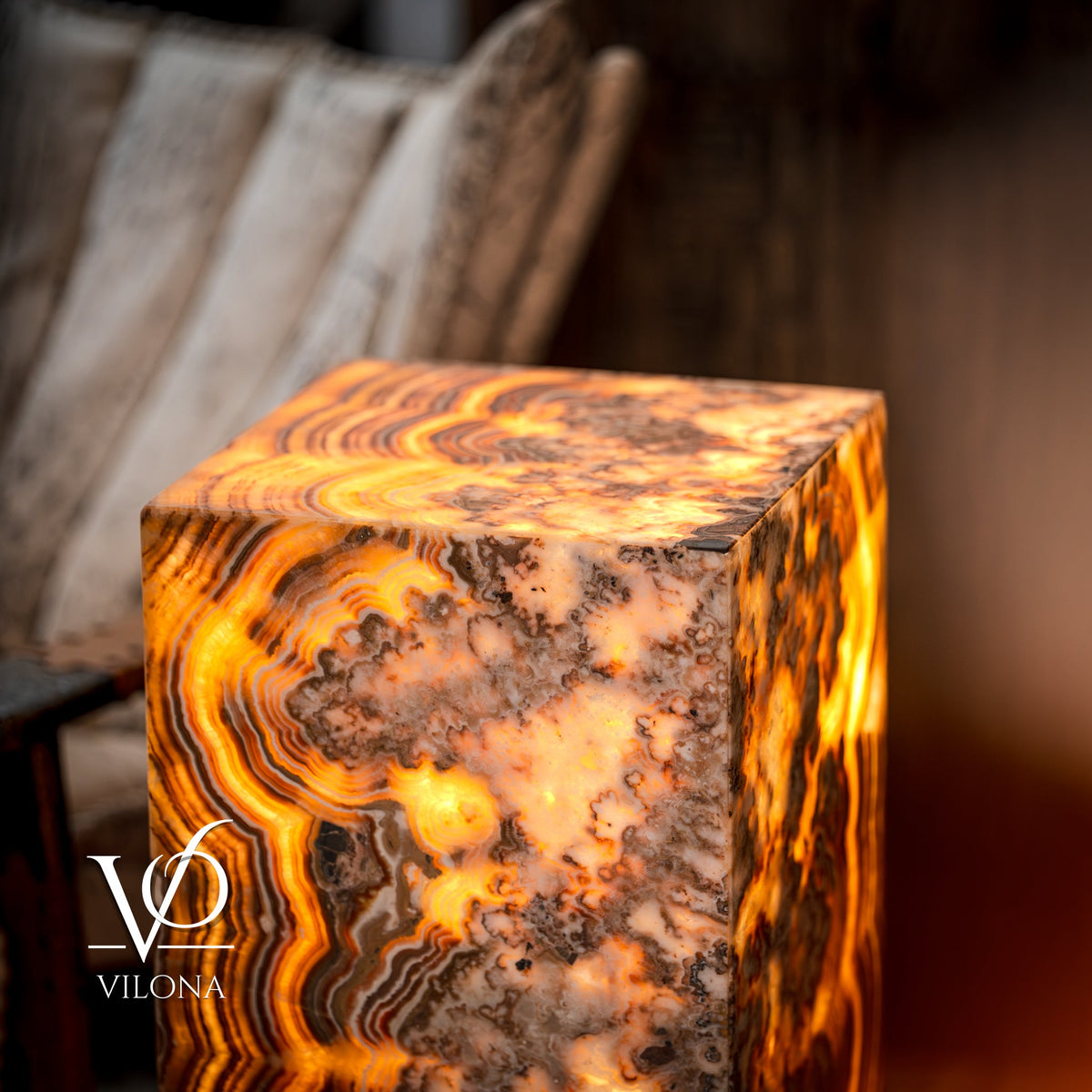 Honeycomb Onyx Floor Lamp -Exotic - Small - 32” H x 12"W - Square - #2, photo 2 of 16