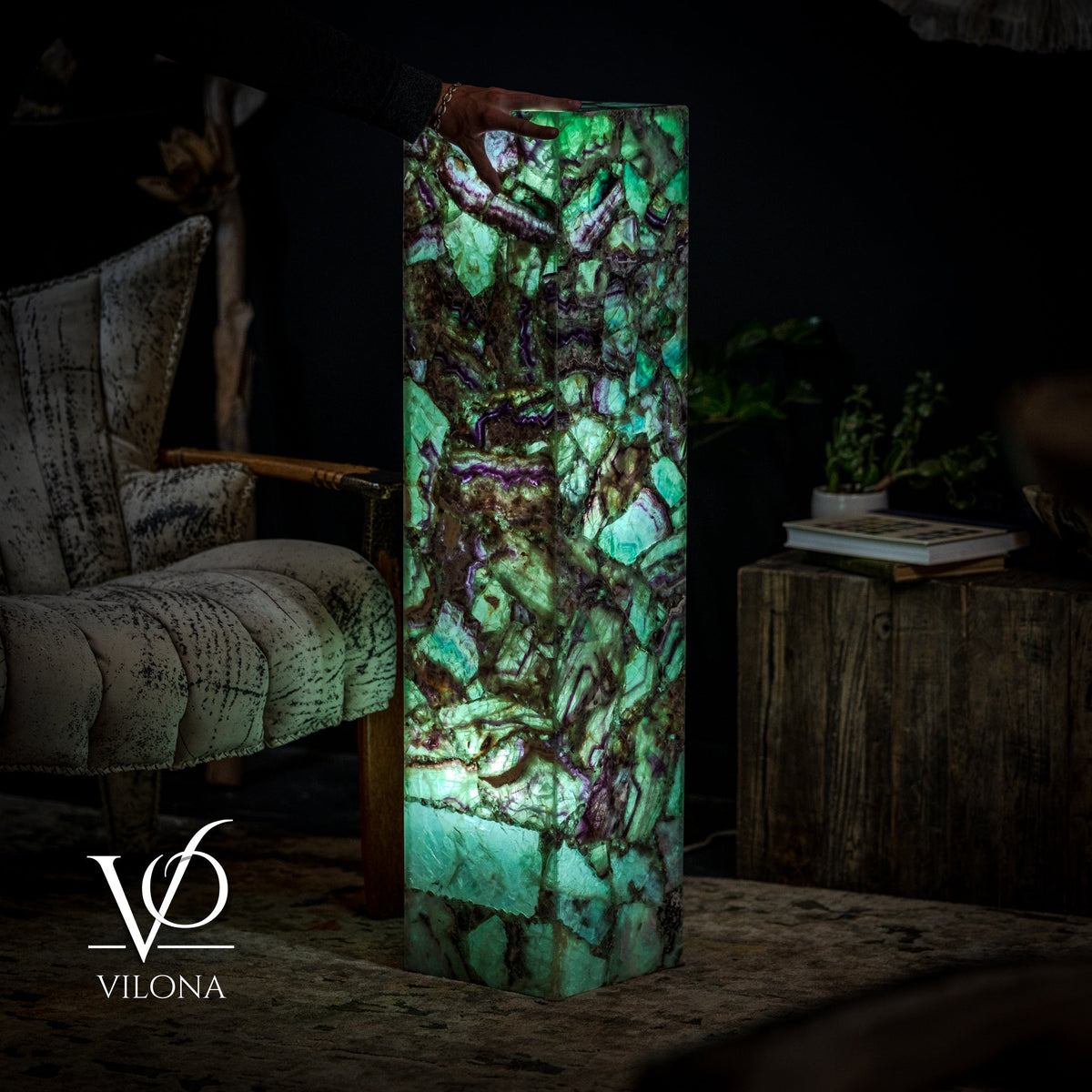 Fluorite Floor Lamp - Medium - 43.5"H x 10"W - Square - #10, photo 7 of 10
