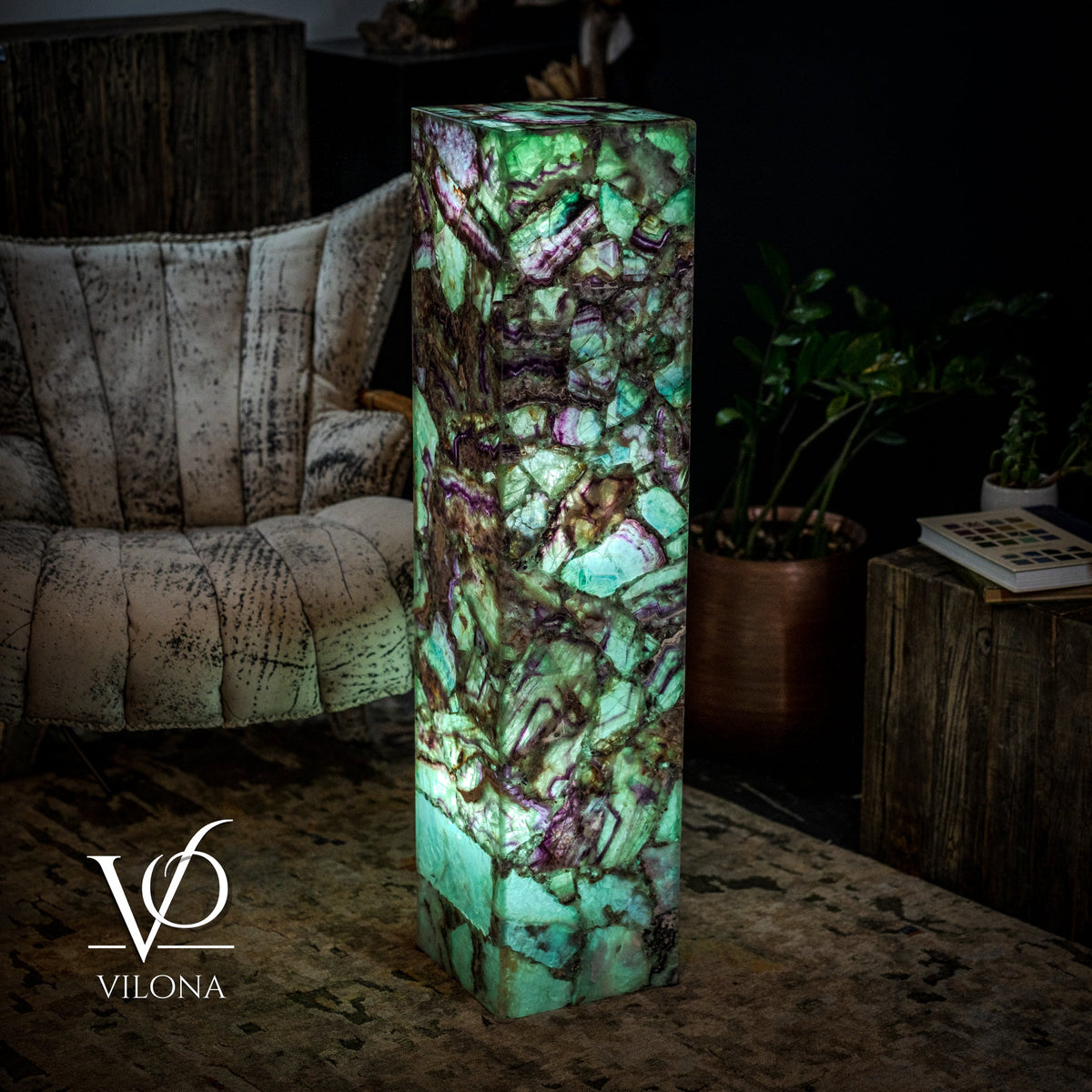 Fluorite Floor Lamp - Medium - 43.5"H x 10"W - Square - #10, photo 2 of 10