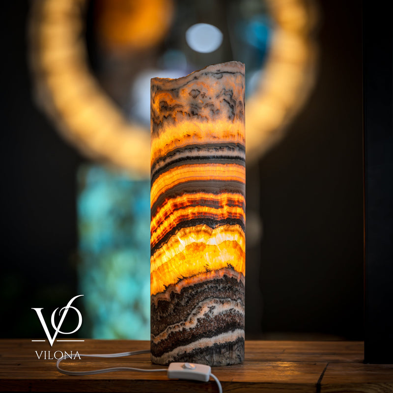 Tangerine Onyx Table Lamp - 18" Tall, x 5.5" Diameter - Live Edge (Medium #52), photo 6 of 14