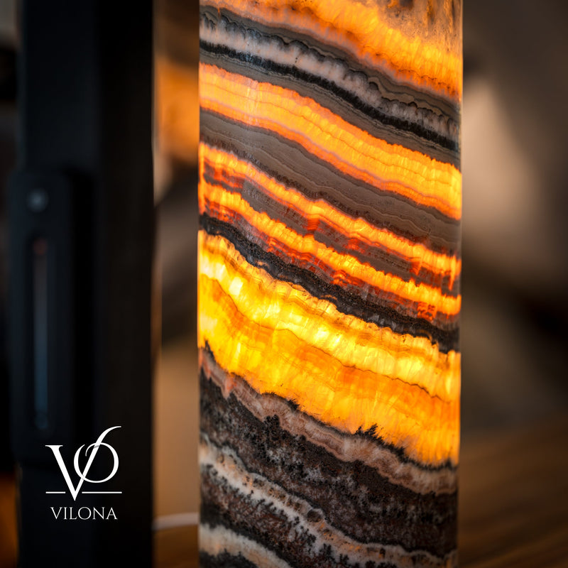 Tangerine Onyx Table Lamp - 18" Tall, x 5.5" Diameter - Live Edge (Medium #52), photo 9 of 14