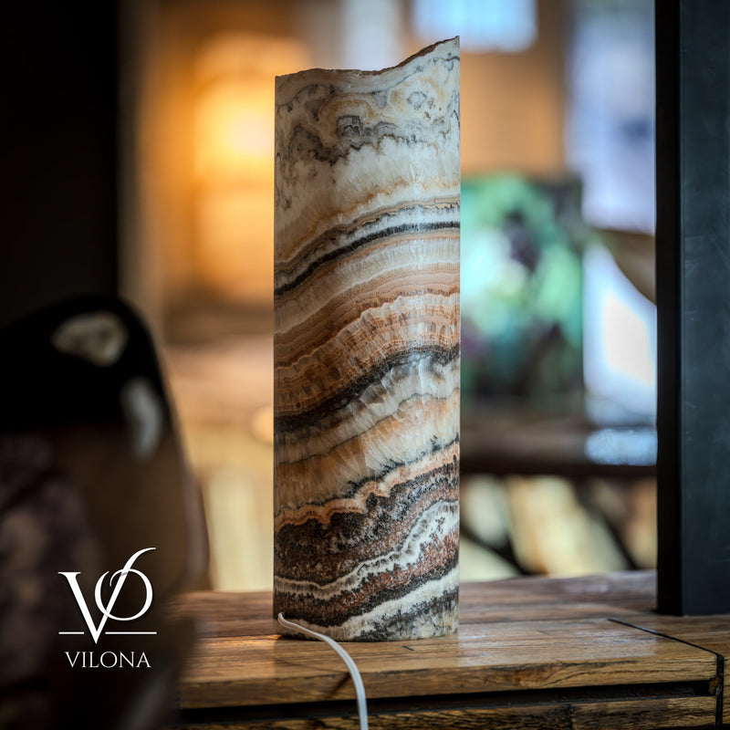 Tangerine Onyx Table Lamp - 18" Tall, x 5.5" Diameter - Live Edge (Medium #52), photo 14 of 14