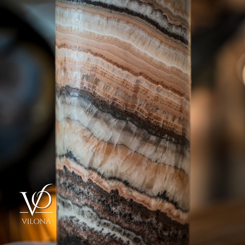 Tangerine Onyx Table Lamp - 18" Tall, x 5.5" Diameter - Live Edge (Medium #52), photo 10 of 14