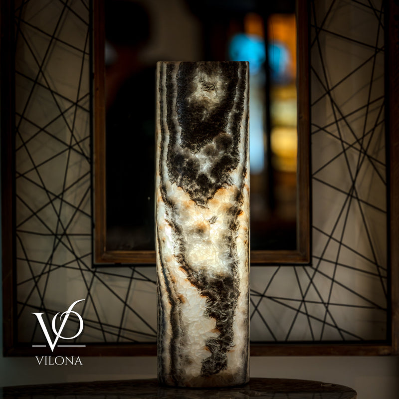Tangerine Onyx Table Lamp - 20" Tall x 5.5" Diameter - (Medium #29), photo 6 of 11