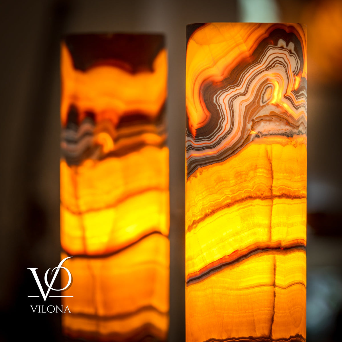 Miami Sunset Onyx Table Lamp - 20" Tall, X 6" Diameter - (Medium Cylinder #6), photo 6 of 13