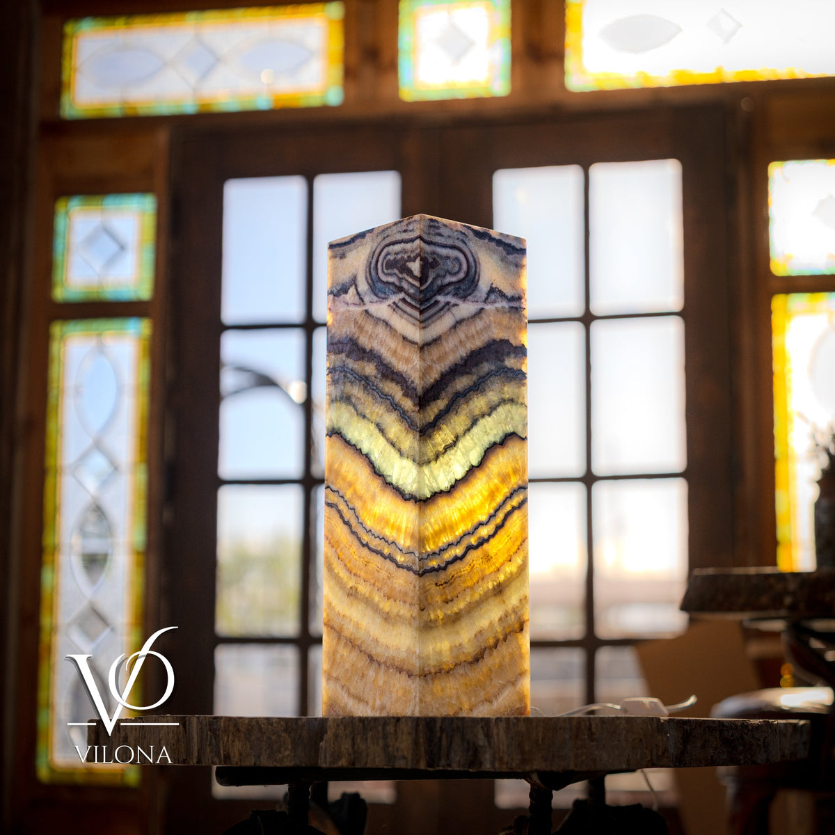 Aqua Onyx Square Table Lamp - 20" Tall, x 6"x 6" Square (Small #63), photo 3 of 7