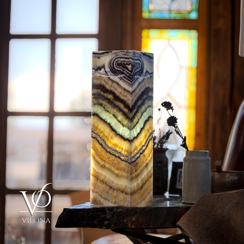 Aqua Onyx Square Table Lamp - 20" Tall, x 6"x 6" Square (Small #63), photo 4 of 7