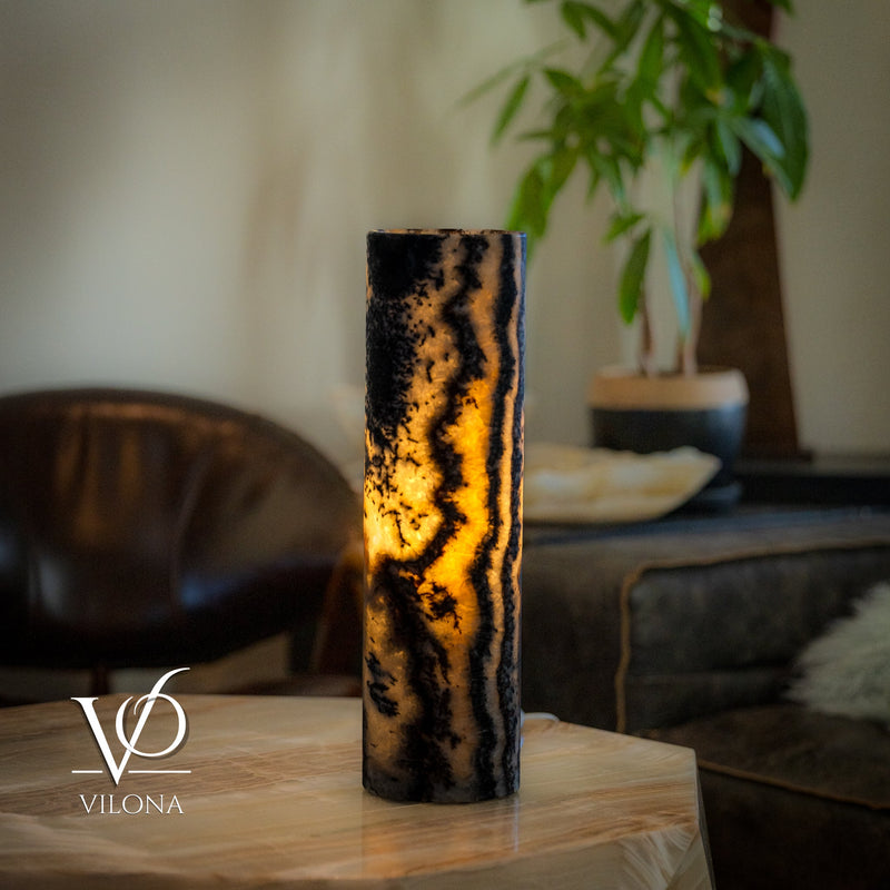 Tangerine Onyx Table Lamp - 20" Tall, x 5.5" Diameter - Live Edge (Medium #12), photo 4 of 9