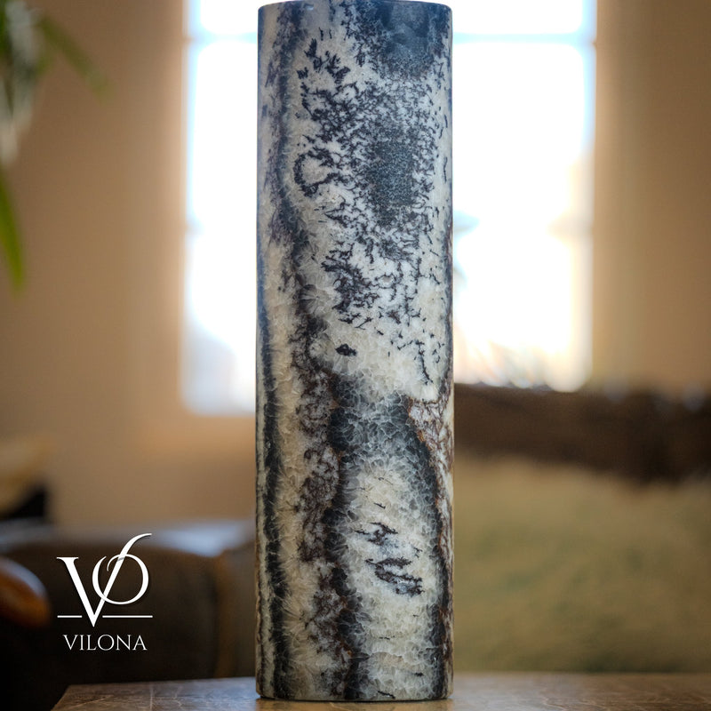 Tangerine Onyx Table Lamp - 20" Tall, x 5.5" Diameter - Live Edge (Medium #12), photo 7 of 9