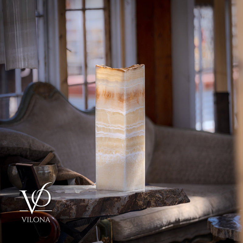 Golden Cloud Onyx Square Table Lamp 20" Tall, x 6"x 6" Square (Medium #4), photo 2 of 9