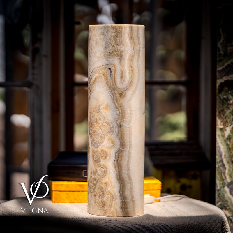 Onyx Table Lamp - Divina Claire 19.5" Tall, x 5.75" Diameter (Medium #2), photo 7 of 10
