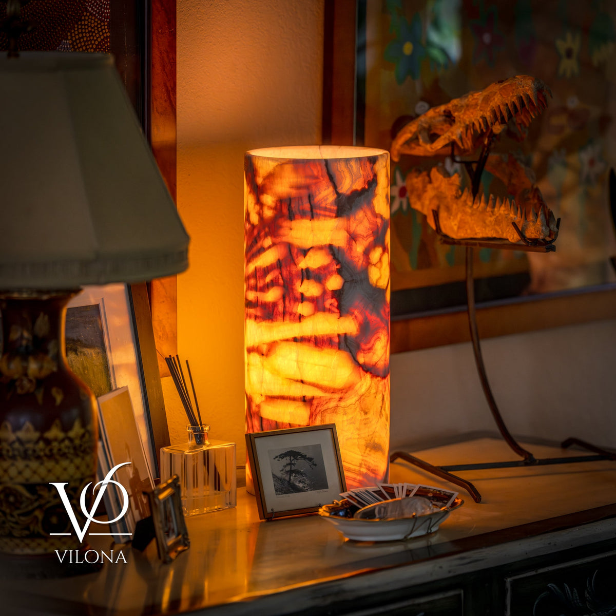 Onyx Table Lamp - Divina Claire 18" Tall, x 8" Diameter (Large #3), photo 9 of 13