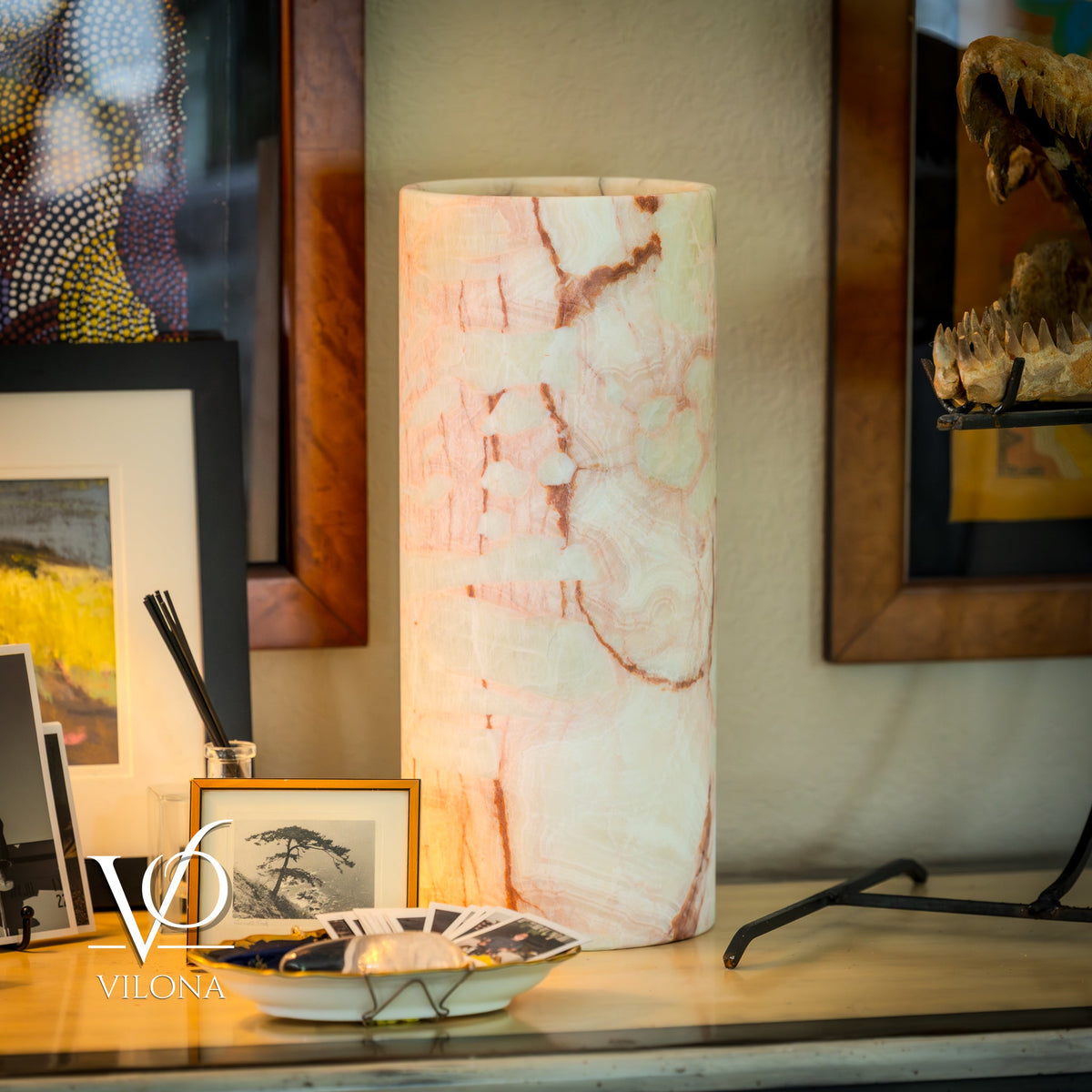 Onyx Table Lamp - Divina Claire 18" Tall, x 8" Diameter (Large #3), photo 12 of 13