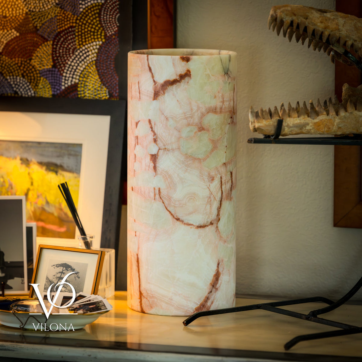 Onyx Table Lamp - Divina Claire 18" Tall, x 8" Diameter (Large #3), photo 5 of 13