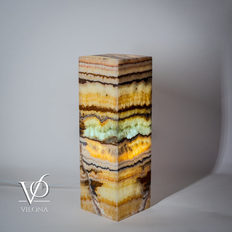 Aqua Onyx Square Table Lamp - 18" Tall, x 6"x 6" Square (Small #64), photo 3 of 8