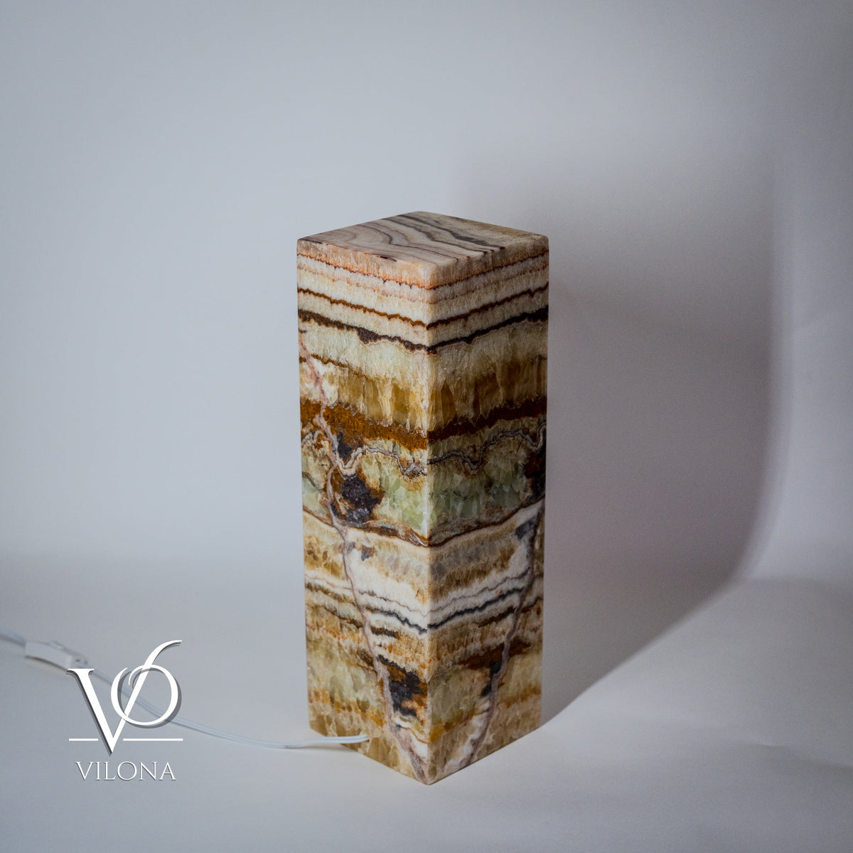 Aqua Onyx Square Table Lamp - 18" Tall, x 6"x 6" Square (Small #64), photo 8 of 8