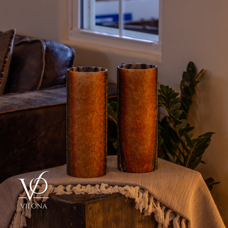 Tangerine Onyx - 12" Tall, x 4.5" Diameter (Small Table Lamp Pair #1), photo 2 of 10